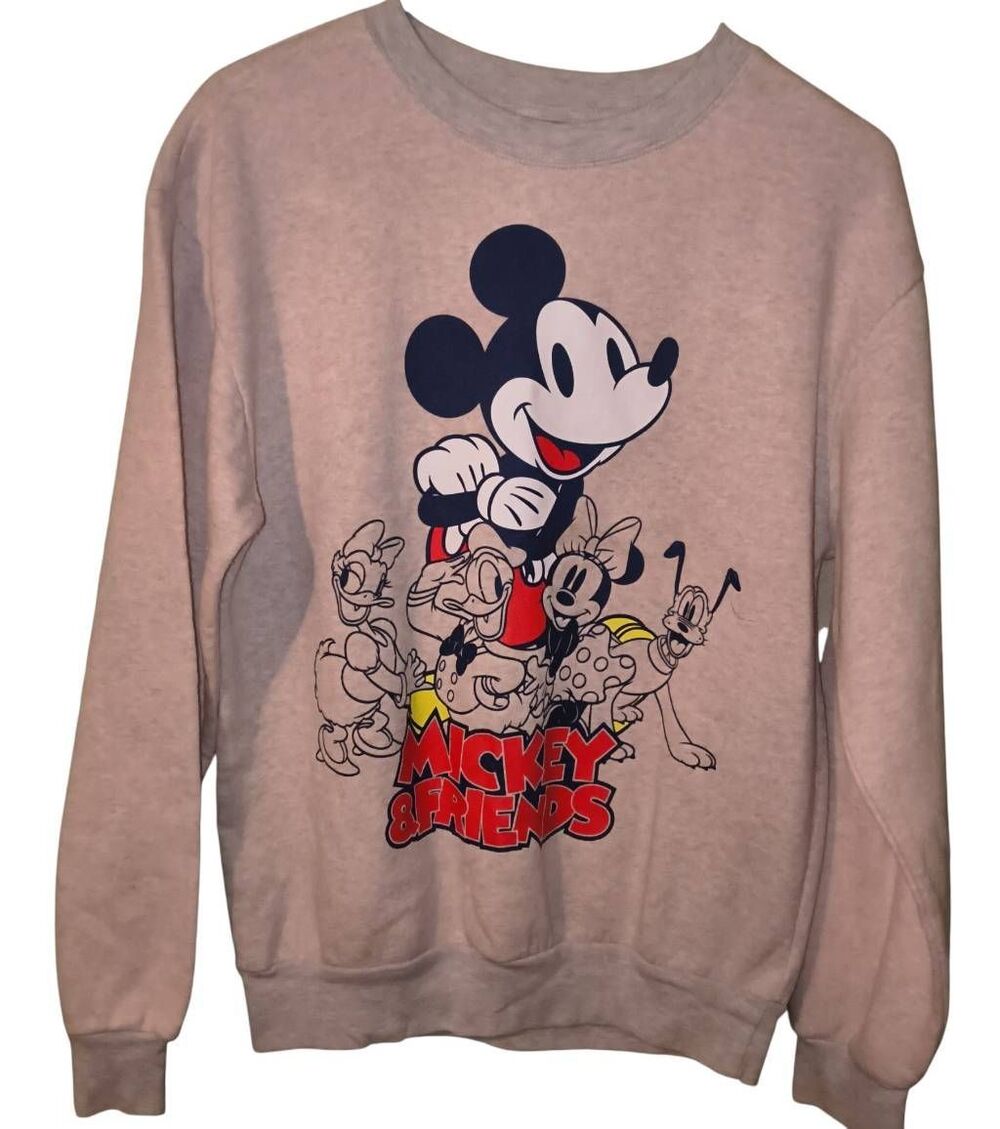 Mickey Mouse And Friends Crewneck Sweatshirt Juniors M (7-9) Big Face Disney Cha